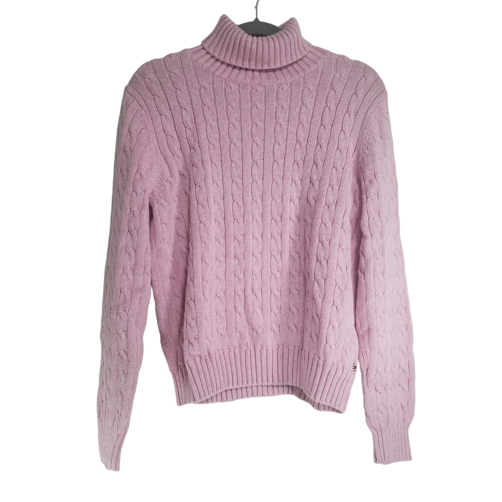 Tommy Hilfiger Pink Cable Knit Turtleneck Sweater